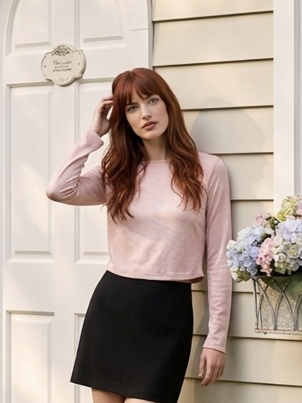 Fashion Nova Blush Long-Sleeve Crop Top *M/L #0305